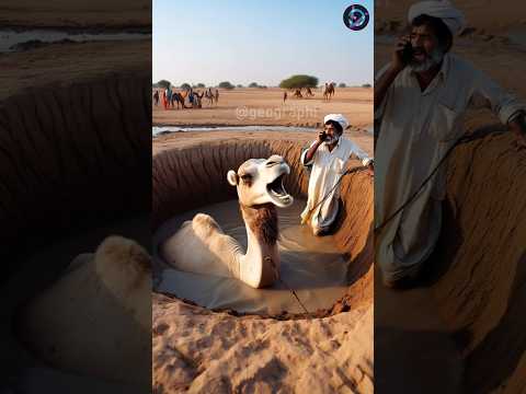 Camel fell in huge takeout by rescue team #humanity #animals #camel #