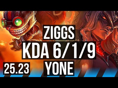 ZIGGS vs YONE (MID) | 6/1/9 | NA Grandmaster | 25.23