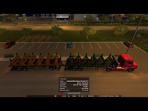 ETS2, Promods, Calais-Verona, Scania T, Metal Supports 16t