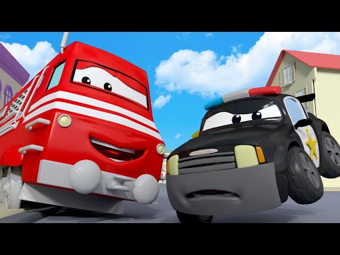 Trenuletul Troy - Tyler arunca cu mingi de baseball prin tot Orasul Masinilor - Desene pentru copii