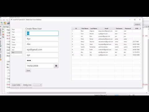 JavaFX 8 Tutorial 28 - Delete User From Database