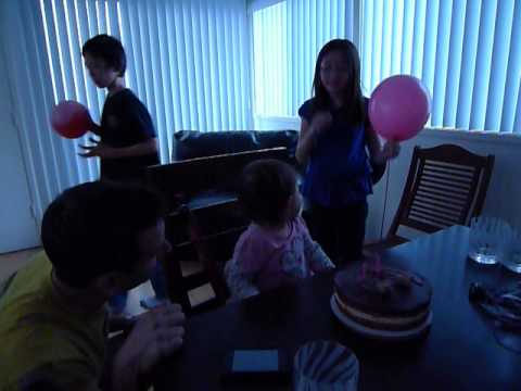 Leni blows Birthday Cake Candles