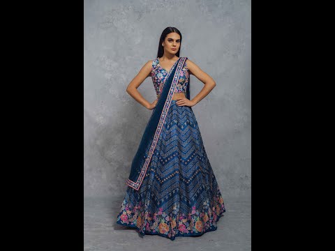 Model vs Customer: Royal Blue Floral Lehenga Design