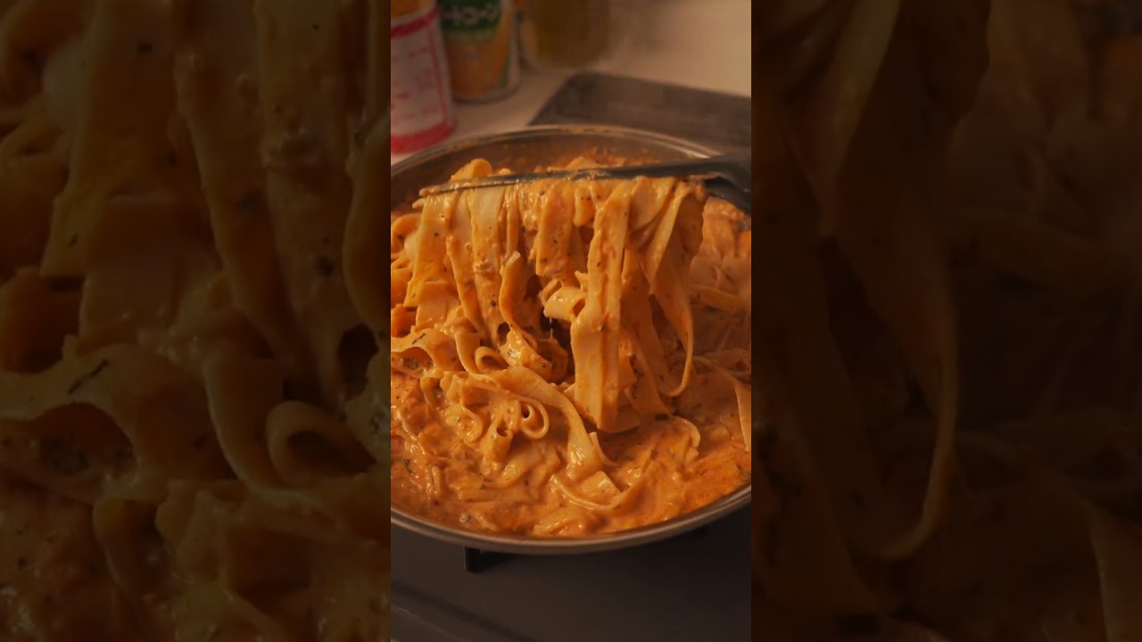 トマトとナスのクリーミーパスタ