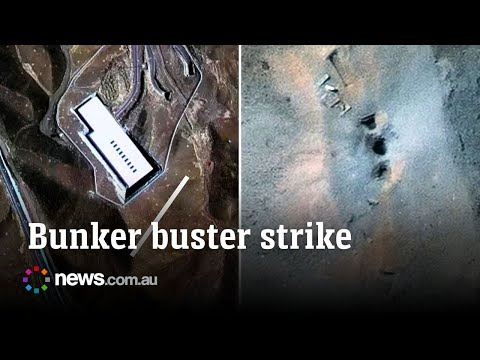 Before and after of US bunker buster bomb strike