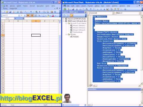 Rejestrator Makr, Excel 2003 PL Trik