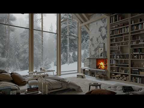 Snowstorm, Breathtaking View, Crackling Fire & Snow - Winter Ambience for Sleep, Relax or Study