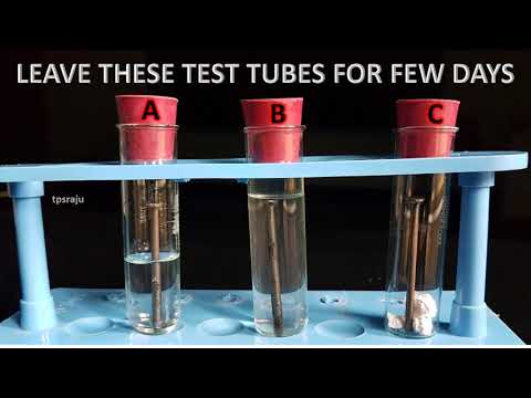 Experiment to prove that the presence of air and water are essential for corrosion/rusting