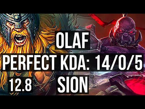 OLAF vs SION (JNG) | 14/0/5, Legendary, 6 solo kills | EUW Diamond | 12.8
