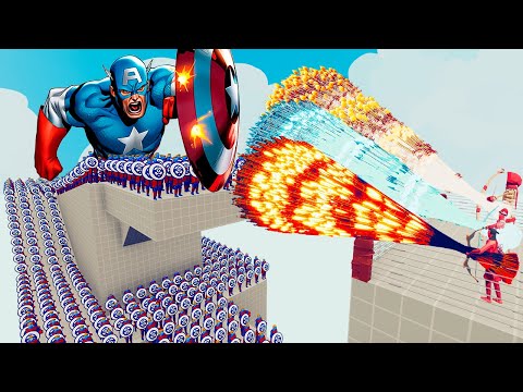 100x CAPTAIN AMERICA + 2x GIANT vs 3x EVERY GOD - Totally Accurate Battle Simulator TABS