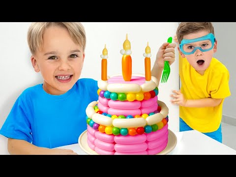 Крис и Алиса играют с воздушными шарами — весёлая история для детей