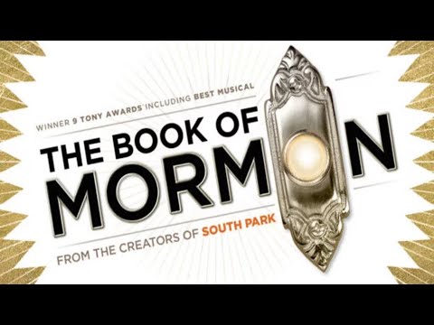 Trailer frame of The Book of Mormon with doorbell 'Hello!' gag reference