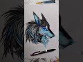 drawing of a wild wolf | black wolf | blue color |🐺🐺🐺
