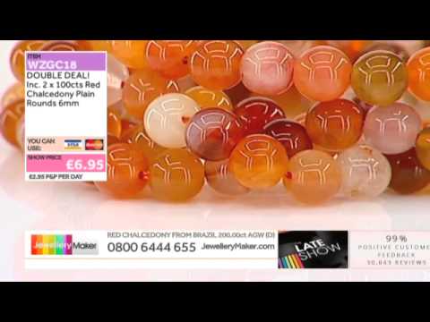 Orange Sapphire and Coated Pyrite for jewellery making: JewelleryMaker Late show LIVE 12/08/14