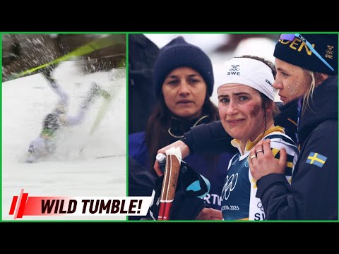 Sweden's Ebba Andersson Falls 3 Times, Skis on One Foot for 30+ Seconds – Silver 🥈Finish! 