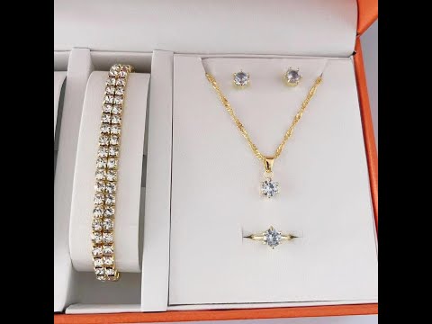Elegant Zircon Jewelry Set – 4-in-1 Stylish Look
