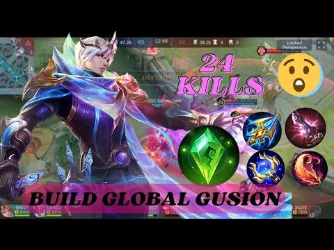 GUSION ONE HIT BUILD || 24 kills 😲😲 || Build Top Global Gusion