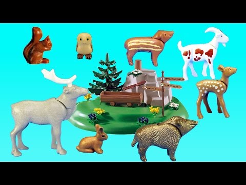 PLAYMOBIL Mountain Wild Animals with Country Backpacker Family Building Set - Animals For Children