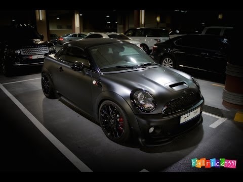 matte black Mini Coupe Cooper S with Akrapovic exhaust