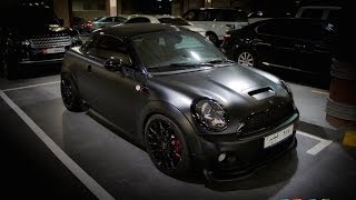 matte black Mini Coupe Cooper S with Akrapovic exhaust