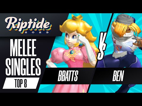 Bbatts (Peach) vs Ben (Sheik) - Melee Singles Top 8 - Riptide 2023