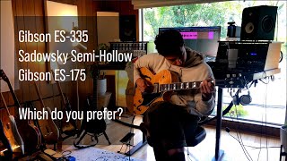 Video thumbnail for Gibson ES-335 vs. Sadowsky Semi-Hollow vs. Gibson ES-175 - Jazz Guitar Comparison with Ravi Campbell by Lucas Messore