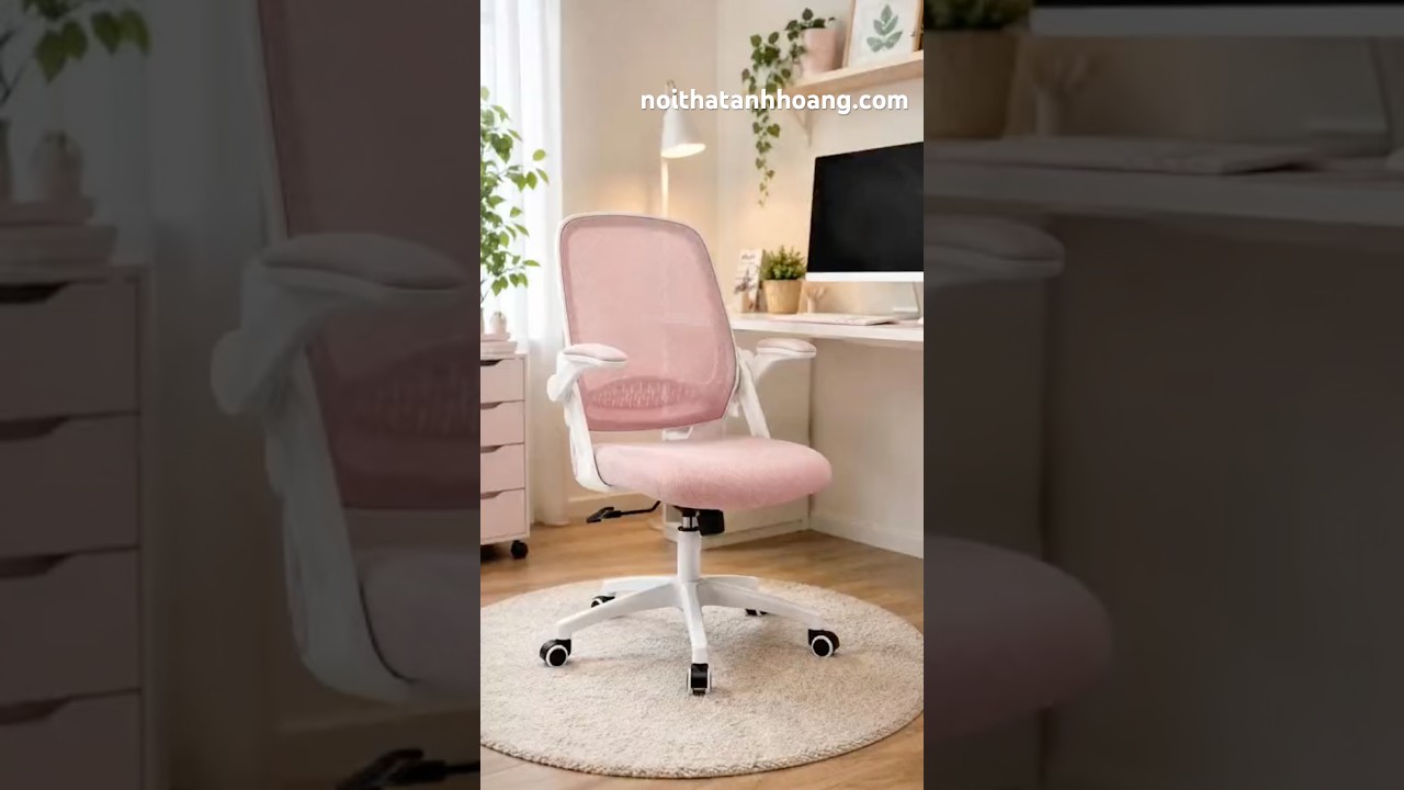 Ghế Xoay Văn Phòng Lưng Lưới NEC Pink - Ghế Làm Việc Văn Phòng Cao Cấp, Tay Nâng Linh Hoạt | Nội Thất Anh Hoàng