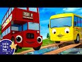 10 Little Buses Cross A Bridge Wheels On The BUS Songs Nursery Rhymes For Kids