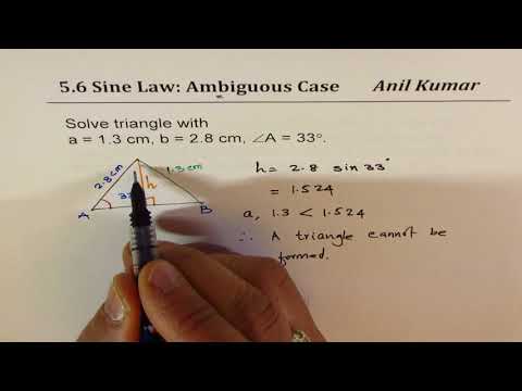 Ambiguous Case with Sine Law 4 Examples with all conditions MCR3U