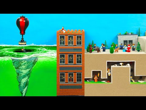 Maximum Security Prison Flood - Insane Asylum Water Tornado - Lego Vortex Dam Breach Experiment