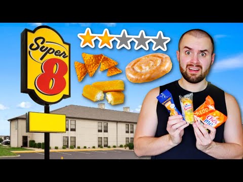 I Only Ate SUPER 8 Hotel Food for 24 HOURS! Room Service Menu Review!