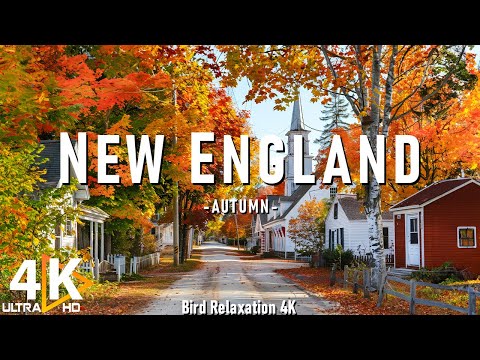 New England 4K Amazing Autumn Film - Calming Piano Music - Natural Landscape