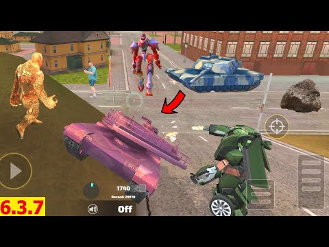 Rope Hero: Vice Town - 6.3.7 Update (Pink Armed Tanks Fight Police Car Robot) Android Gameplay HD