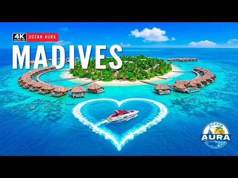 Maldives Beach 4K 🌊Turquoise Ocean, White Sand Beaches & Paradise Views