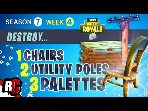 fortnite week 4 destroy wooden chairs utility poles and wooden palettes season 7 challenges - wooden utility pole locations fortnite