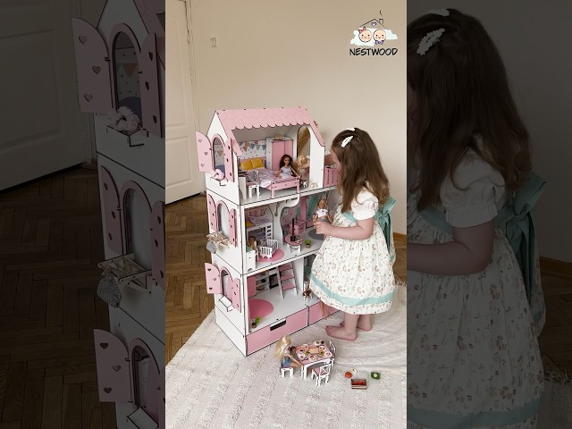 "ЛЮКС" ляльковий будиночок NestWood для Барбі, м'ятний + вітальня Відео
