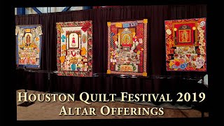 Luana Rubin presents the Altar Offerings quilts at the 2019 Houston Quilt Festival.