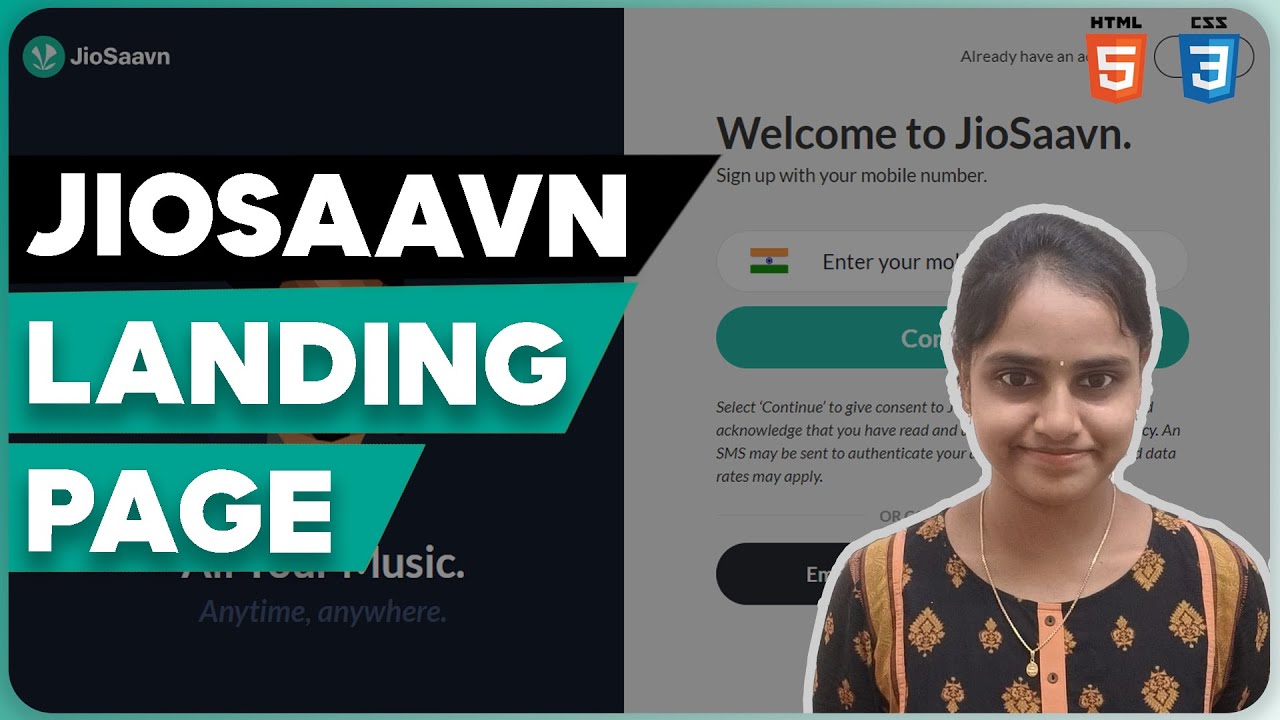 Jiosaavn Landing Page using HTML & CSS | Full Stack Web Development