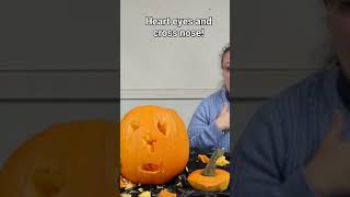 Christian Pumpkin with heart eyes and and cross nose! Carve this pumpkin with your child.