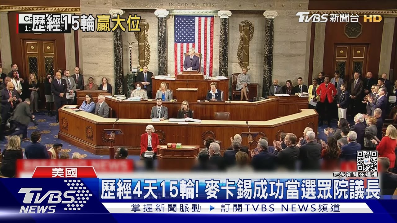 歷經4天15輪! 麥卡錫成功當選眾院議長