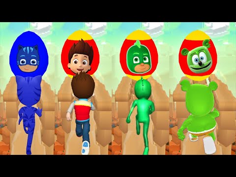 Tag with PJ Mask Catboy vs PJ Mask Gekko vs Paw Patrol Ryder Run vs Gummy Bear Runner - Run Gameplay