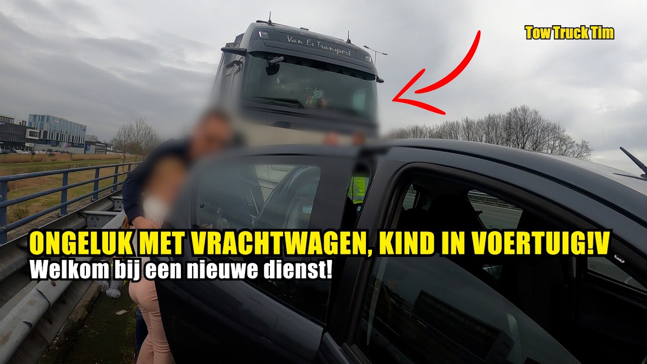 Ongeluk met vrachtwagen. Zit nog een kind in voertuig!!