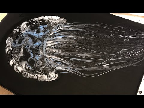 Fluid Painting - Jellyfish Acrylic Pour - 3 colors - no silicone - no torch