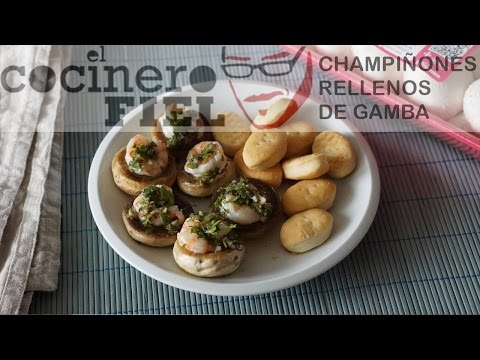 CHAMPIÑONES RELLENOS DE GAMBA