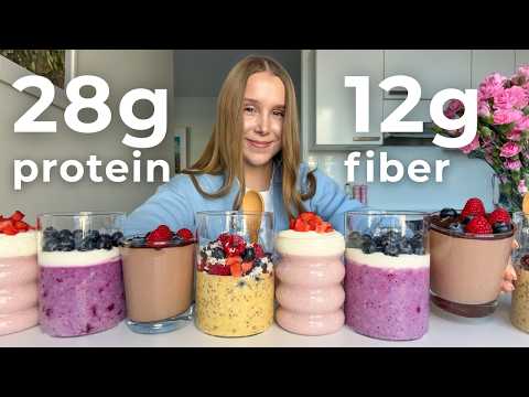 10 Minute Breakfast Meal Prep: High protein Overnight Oats in 4 Flavors