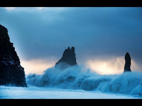 Dangerous world-famous Reynisfjara Black Sand Beach in Iceland