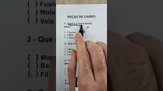 🚗 Você sabe o nome dessas peças do carro? Quiz carros 🛠️