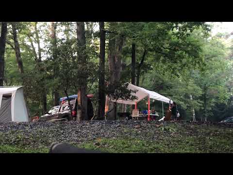 Some bluegrass musicians warming up for a jam session that night.
