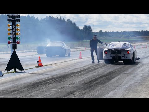 Nissan 200sx s14 LY6 PSR 92mm Turbo vs Cobalt billet 2JZ Turbo 1/8 mile drag race