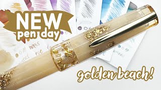 Golden Beach Euphoria Fountain Pen Review | NEW PEN DAY Elegant and Shimmery!